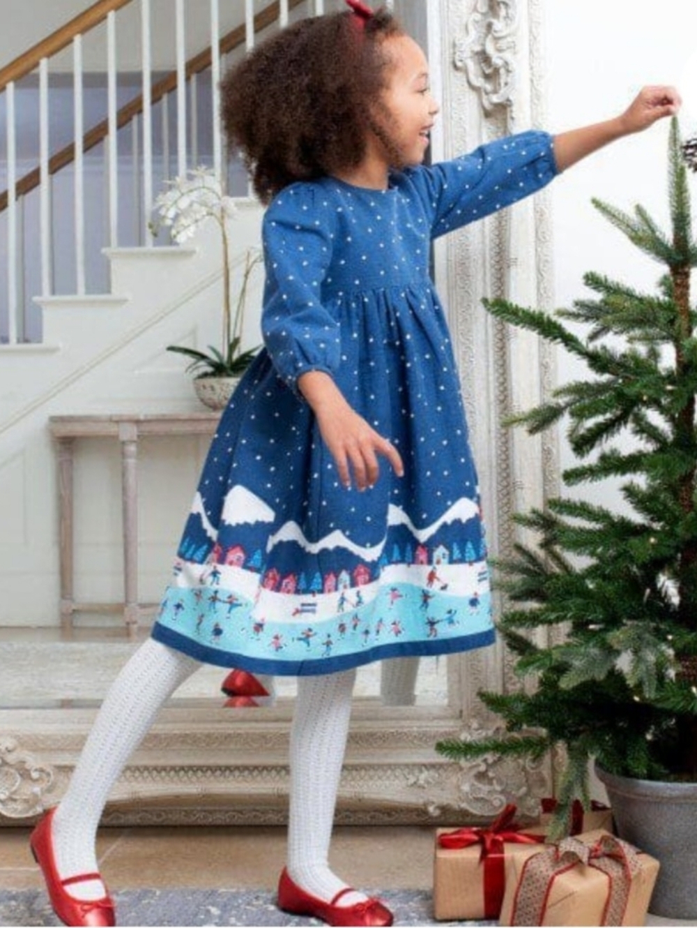 Kite Ice Dance 3T Girls Winter Holiday Christmas Dress, 100% GOTS Organic Cotton